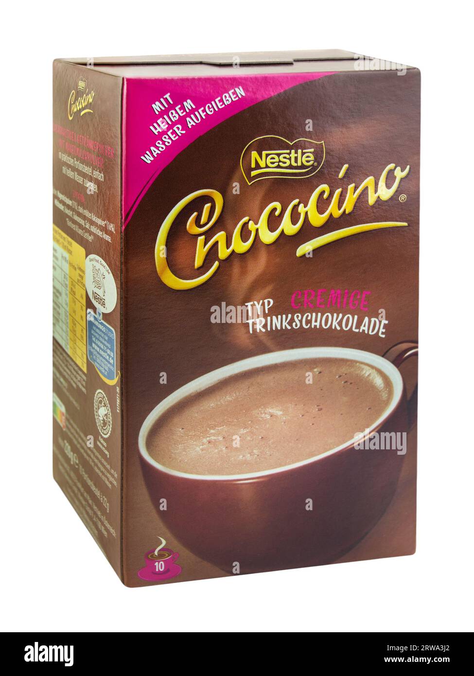 Amburgo, Germania - 15 settembre 2023: 10 sacchetti di cioccolata calda tedesca Nestle Chococino Foto Stock