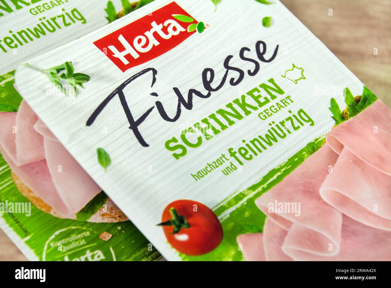 Herta Finesse Schinken gegart feinwürzig hauchzart Foto Stock