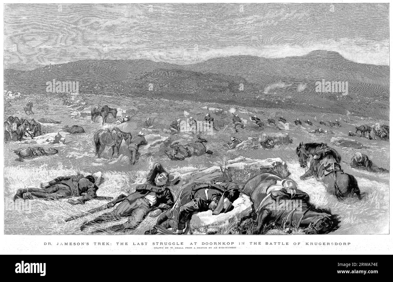 Le truppe del dottor Jameson sconfissero in una battaglia di Krugerdorop a Doornkop, Sudafrica, 1896 Foto Stock Le truppe del dottor Jameson sconfissero in una battaglia di Krugerdorop a Doornkop, Sudafrica, 1896 Foto Stock