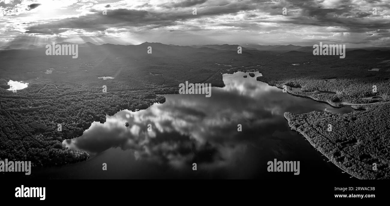 Tramonto sopra Silver Lake, New Hampshire Foto Stock