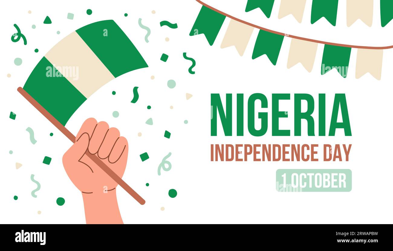 1 ottobre, Nigeria Independence Day Vector Illustration. Adatto per biglietti d'auguri, poster e striscioni. Illustrazione Vettoriale