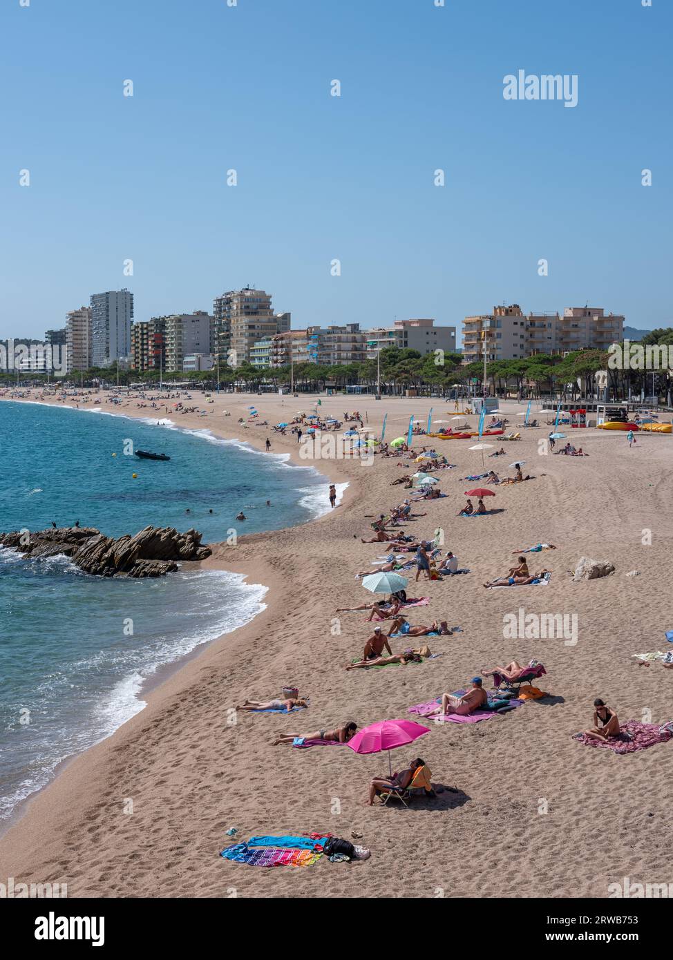 La splendida costa di Platja d'Aro, in Catalogna, Spagna. Foto Stock