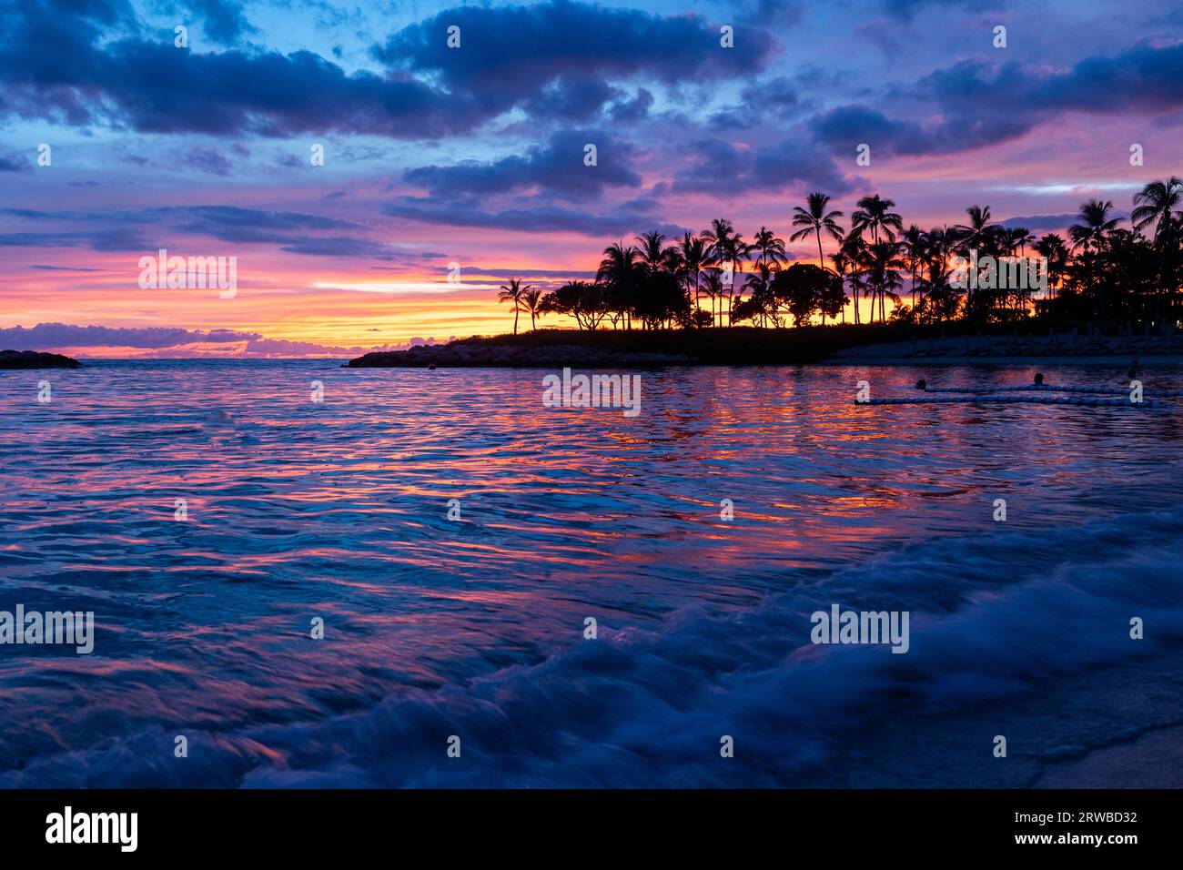 Sunset, Ko Olina, Oahu, Hawaii Foto Stock
