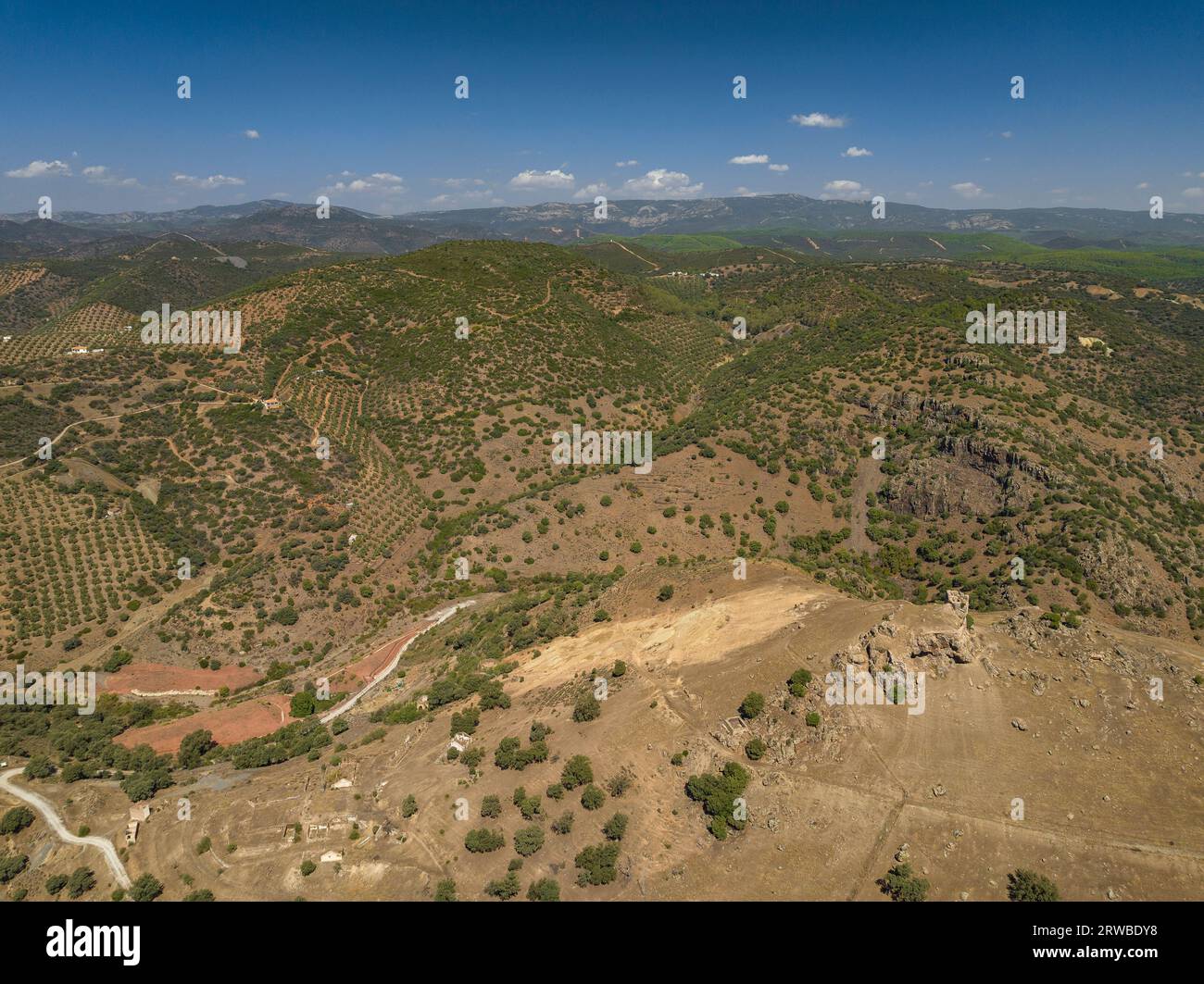 Dintorni abbandonati della miniera di Castillo, a Las Navas de Tolosa, a la Carolina (Jaén, Andalusia, Spagna) ESP: Entornos abandonados de una mina Foto Stock