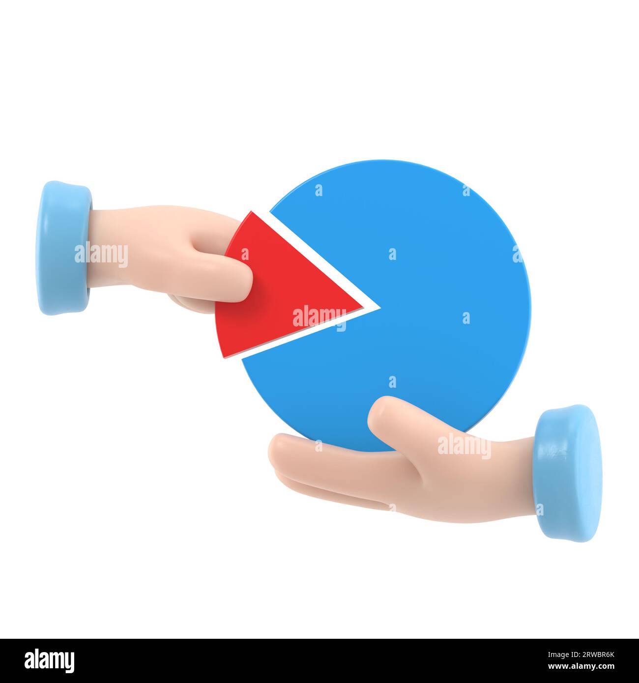 Principio di Pareto. il 20 per cento degli sforzi fornisce il 80 per cento del risultato. Quota di mercato. Uomo d'affari che tiene in mano un grafico a torta. Profitto azionario economico finanziario Foto Stock