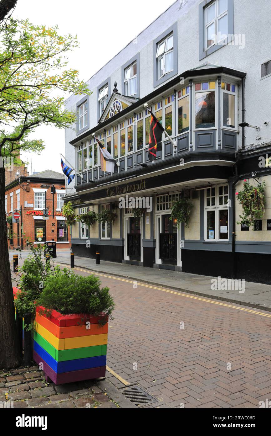 The Rembrandt Pub, Manchester gay Village, Canal Street, Manchester City, Inghilterra, REGNO UNITO Foto Stock
