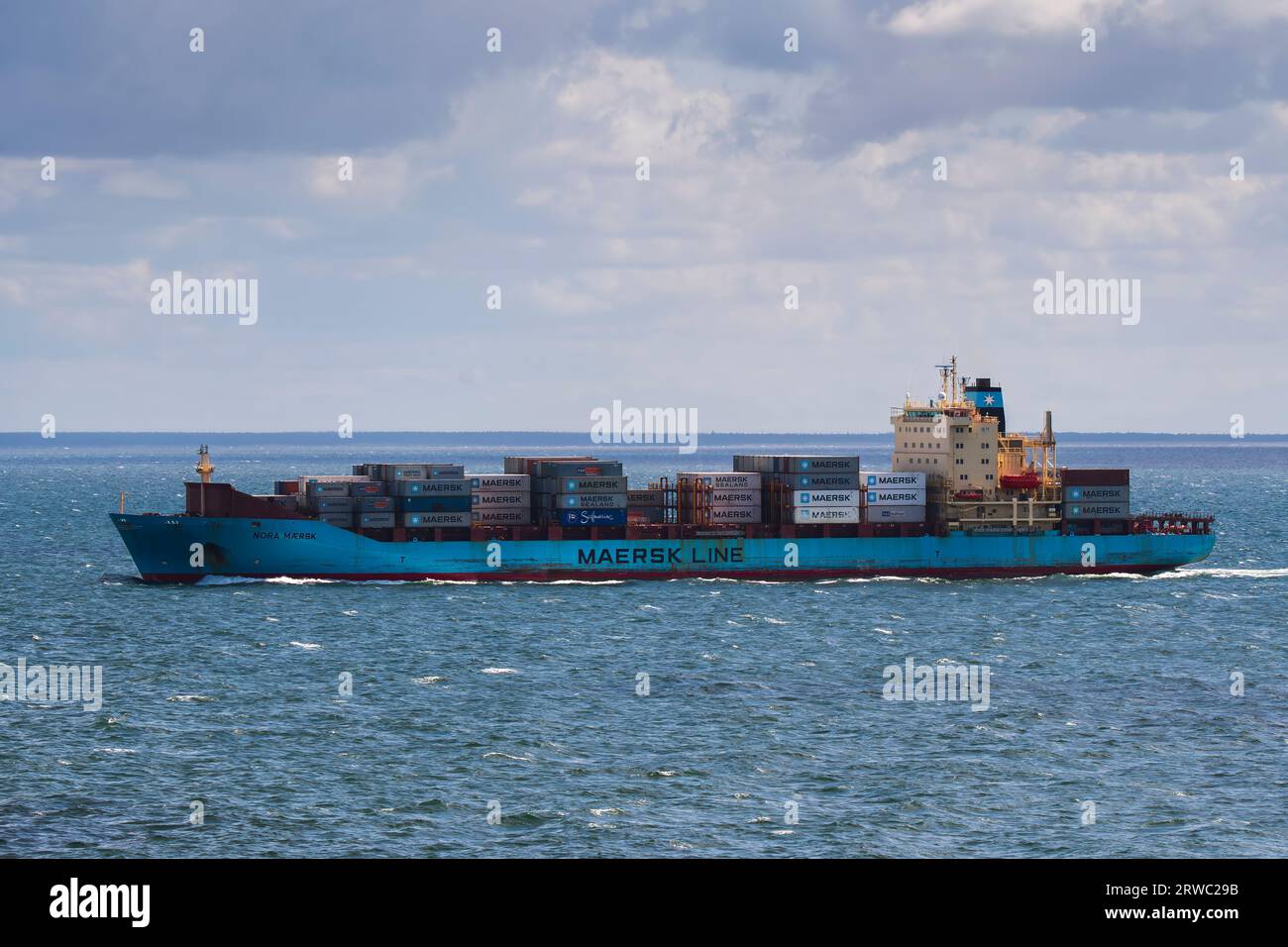 Germania , Mar Baltico , 11.08.2016 , la nave portacontainer Nora Maersk in corso nel Mar Baltico Foto Stock