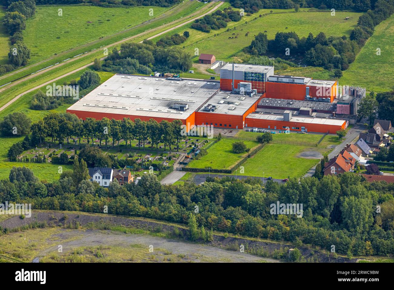 Veduta aerea, Riba Verpackungen GmbH, distretto di Pelkum, Hamm, zona della Ruhr, Renania settentrionale-Vestfalia, Germania, Germania, Europa, imprese commerciali, commerciale Foto Stock