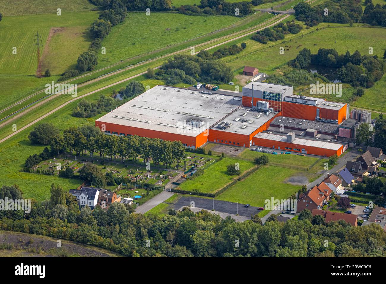 Veduta aerea, Riba Verpackungen GmbH, distretto di Pelkum, Hamm, zona della Ruhr, Renania settentrionale-Vestfalia, Germania, Germania, Europa, imprese commerciali, commerciale Foto Stock