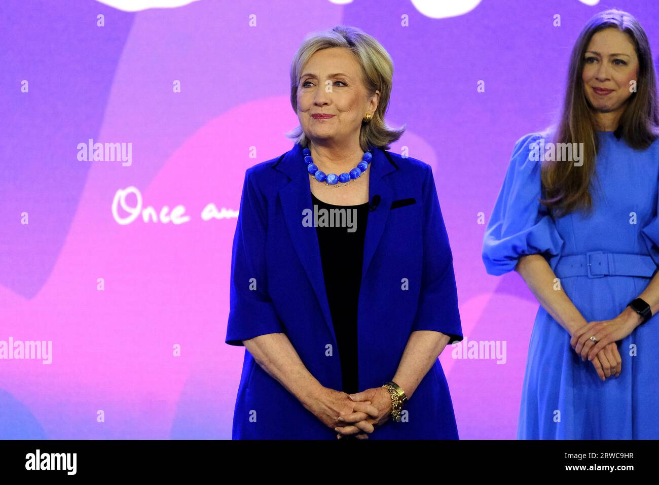 New York, NY, USA. 18 settembre 2023. Hillary Rodham Clinton e Chelsea Clinton alla Clinton Global Initiative del 2023 a New York il 18 settembre 2023. Crediti: Katie Godowski/Media Punch/Alamy Live News Foto Stock