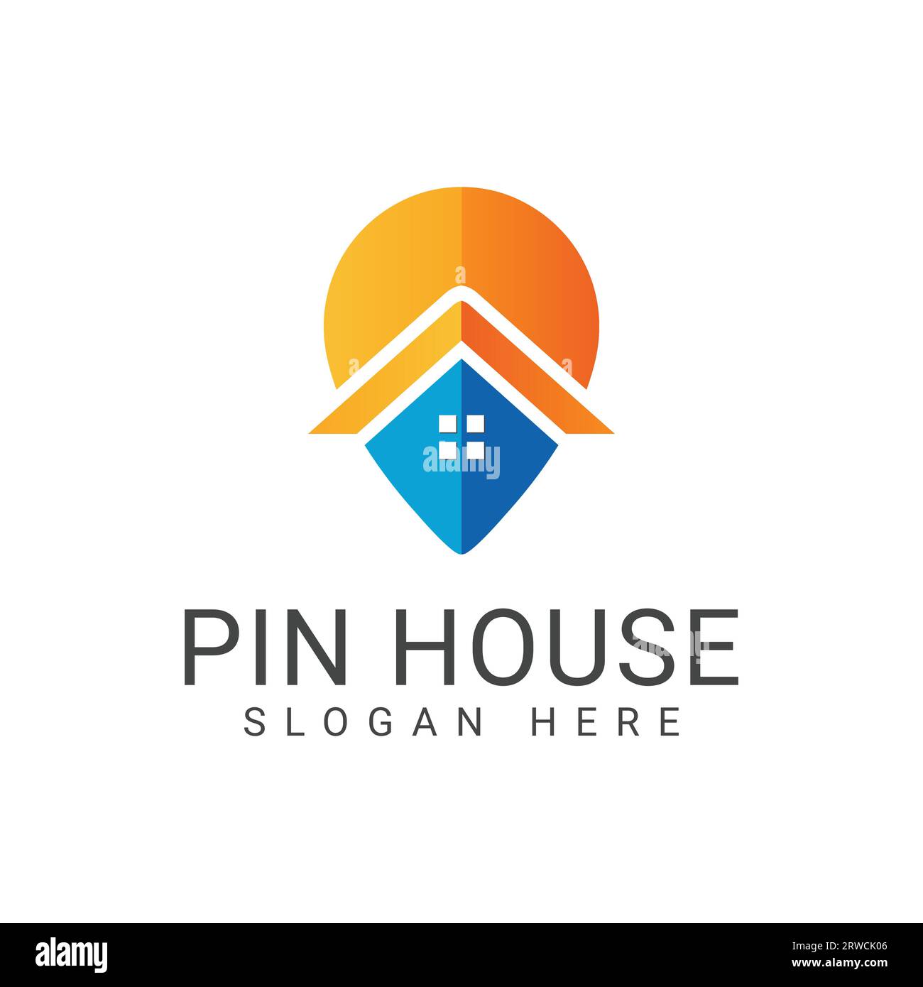 Pin House Logo Design House Location Logo Type Home direction Illustrazione Vettoriale