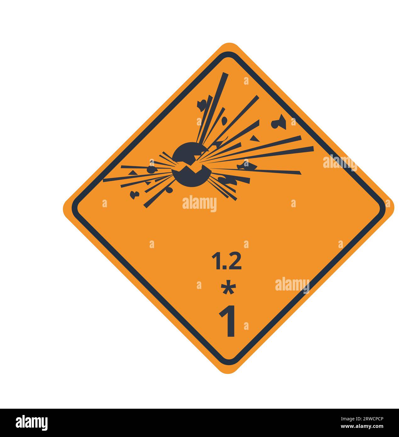 Classe 1 Explosives Symbol, Divisione 1,2 Illustrazione Vettoriale