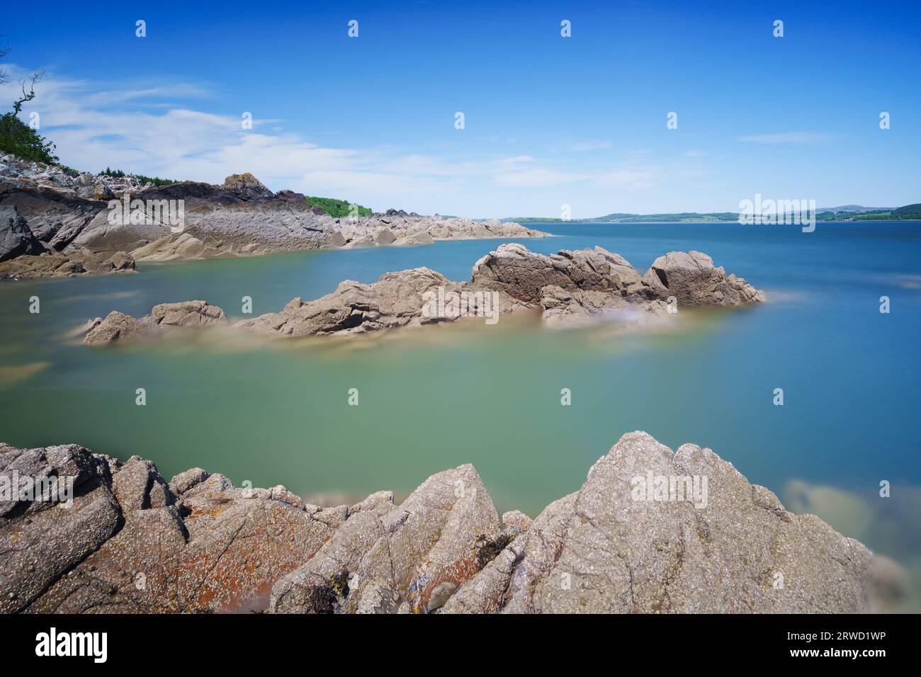 Costa di Solway vicino a Kirkudbright, Dumfries e Galloway, Scozia Foto Stock