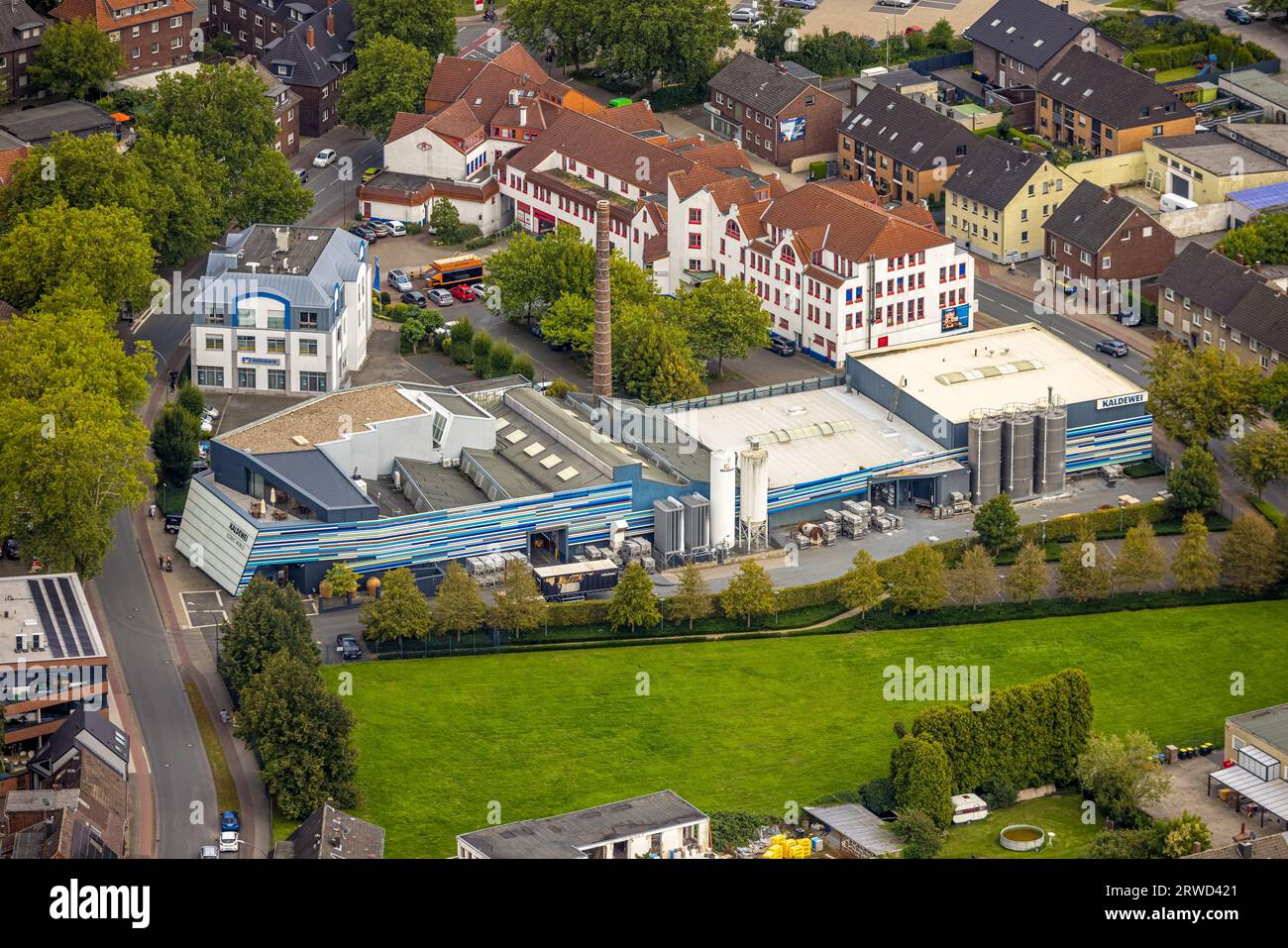 Veduta aerea, uftbild, mobili da bagno Kaldewei, zona Ahlen, Ruhr, Renania settentrionale-Vestfalia, Germania, bathroom Solutions, DE, Europa, commerciale Foto Stock