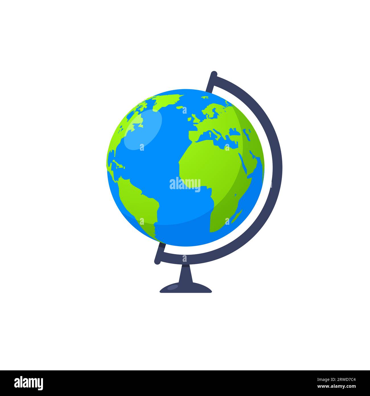 3d icona del vettore del mondo del globo terrestre. Viaggio globus cartoon semplice illustrazione geografia tavolo scrivania globeicona isolata. Illustrazione Vettoriale