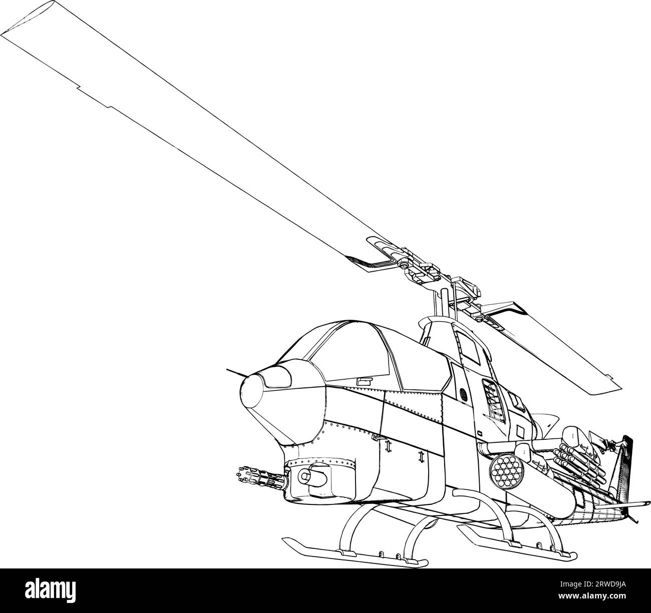 Military Helicopter Vector. Immagine isolata su sfondo bianco. Un'illustrazione vettoriale di Un aereo militare. Illustrazione Vettoriale