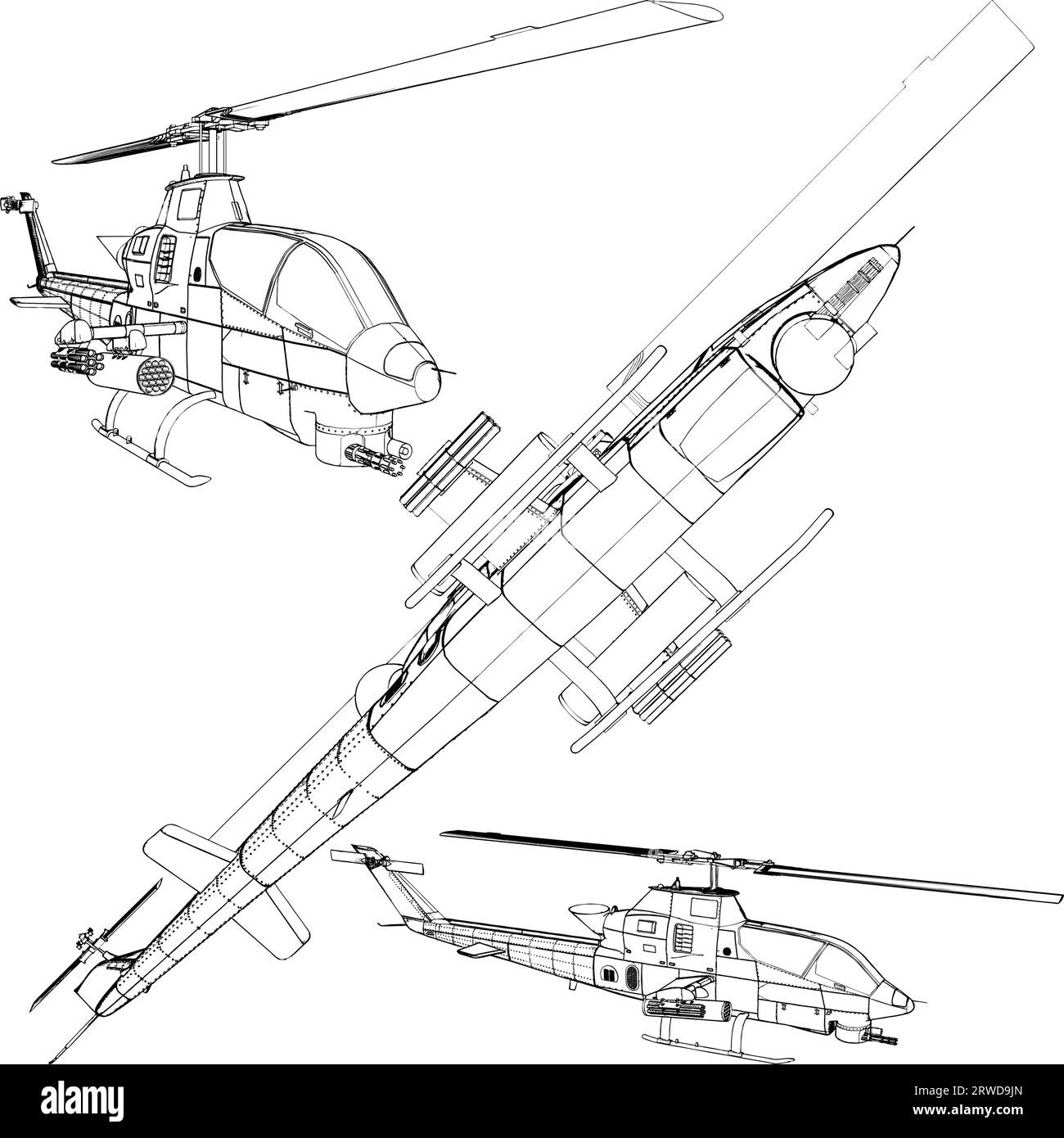 Military Helicopter Vector. Immagine isolata su sfondo bianco. Un'illustrazione vettoriale di Un aereo militare. Illustrazione Vettoriale