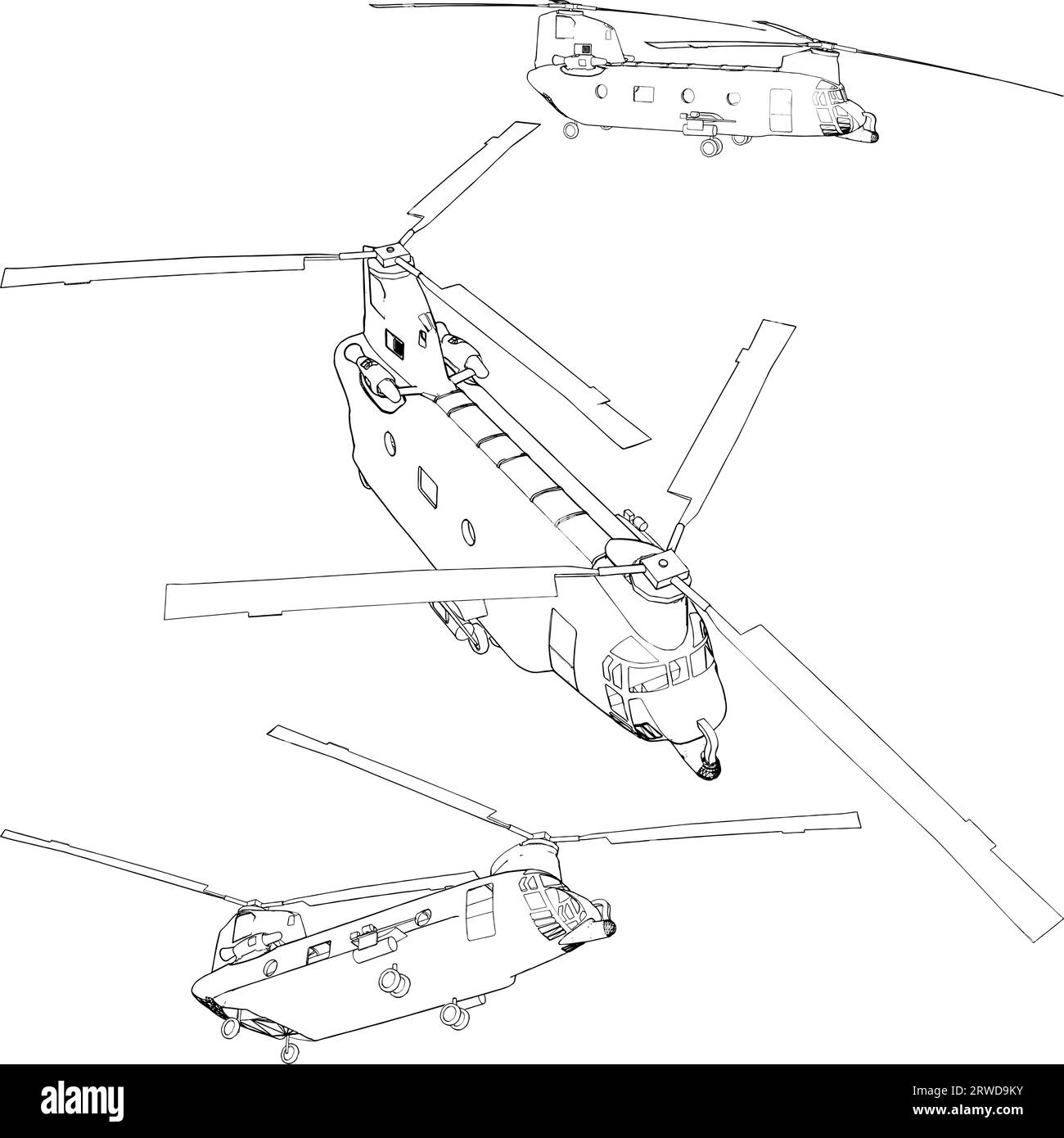 Military Helicopter Vector. Immagine isolata su sfondo bianco. Un'illustrazione vettoriale di Un aereo militare. Illustrazione Vettoriale