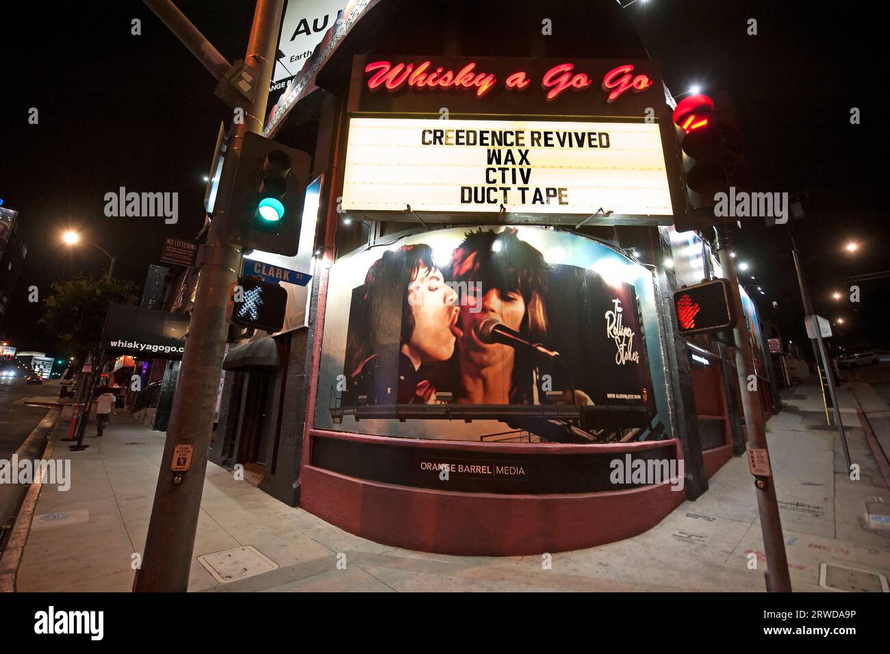 Cartelloni pubblicitari di Rolling Stones tratti dal video di Angry on the Whisky A Go Go, on the Sunset Strip, West Hollywood, Los Angeles, California, USA Foto Stock