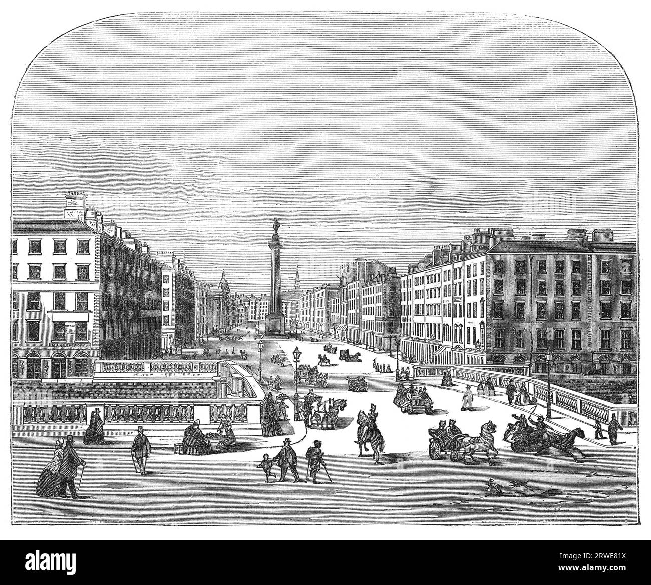 Sackville Street vista da Carlisle House, Dublino, Irlanda. Incisione di un artista sconosciuto dalla rivista Harpers Monthly, agosto 1873 Foto Stock