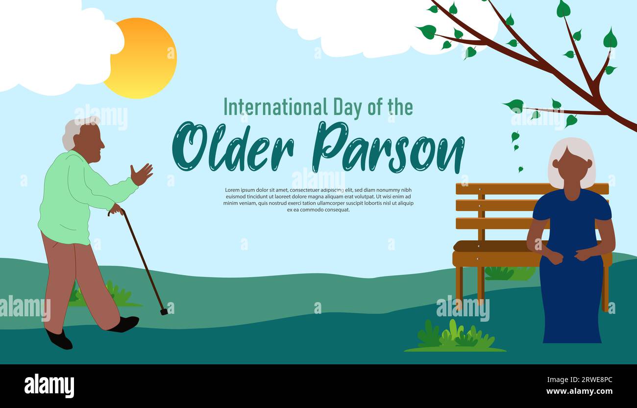 La giornata internazionale delle persone anziane è un'osservanza globale che onora e riconosce i contributi, le esperienze e le sfide degli anziani. Illustrazione Vettoriale