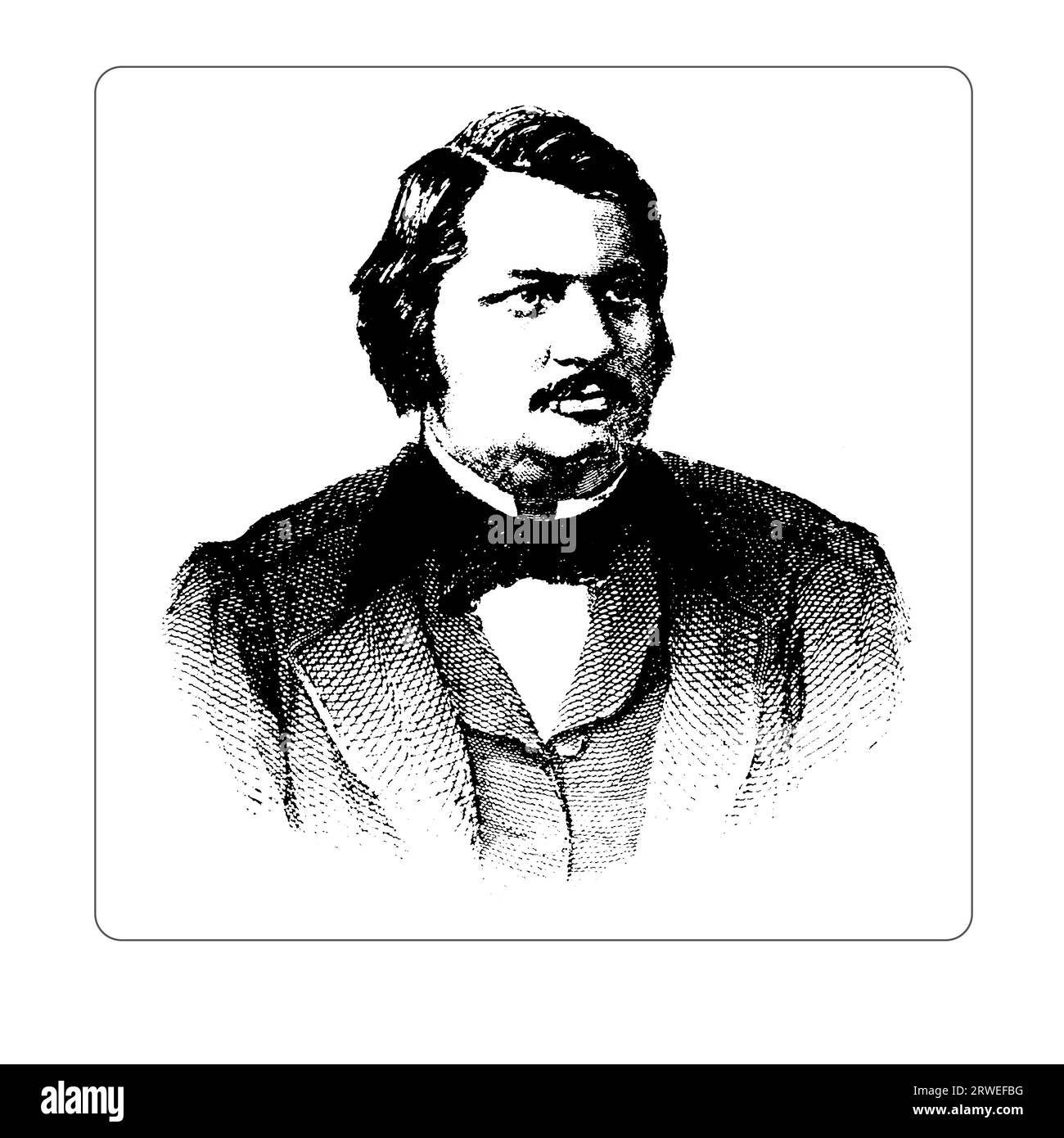 Balzac, ritratto d'incisione d'epoca Foto Stock