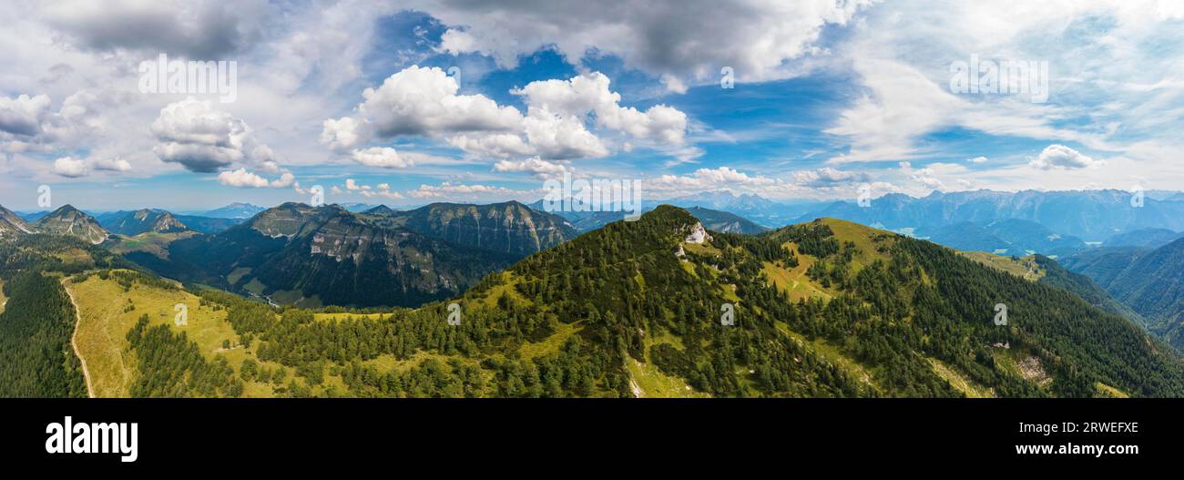 Immagine del drone, Hochwieskopf, Osterhorngruppe, Salzkammergut, Tennengau, Land Salzburg, Austria Foto Stock