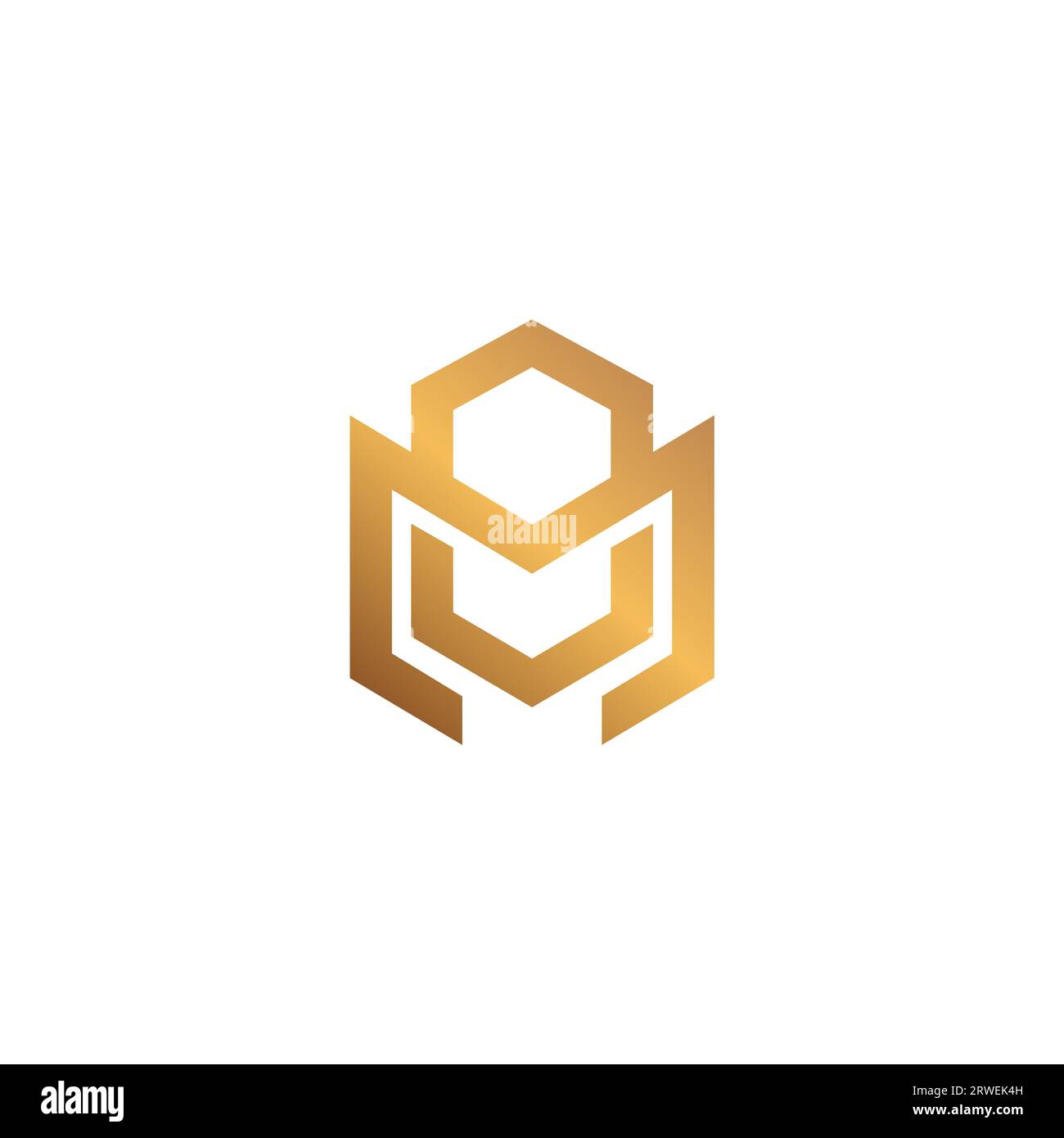 M Design con logo esagonale. Logo minimalista Illustrazione Vettoriale