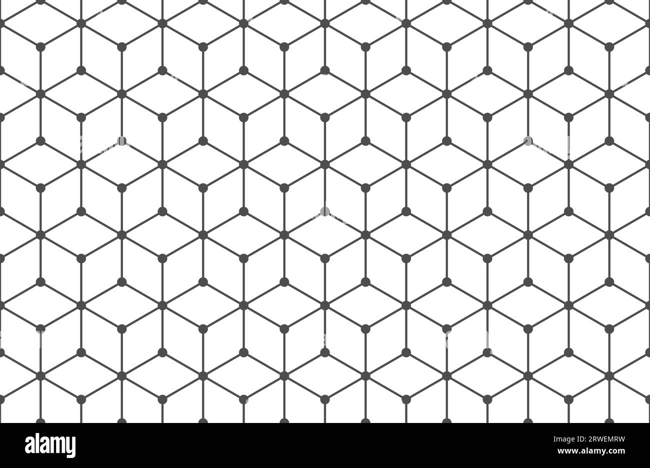 Motivo senza cuciture della griglia del cubo isometrico. Griglia isometrica lineare con tratti modificabili. Trama esagonale cubica. Sfondo mesh rombo. Quadrato geometrico Illustrazione Vettoriale