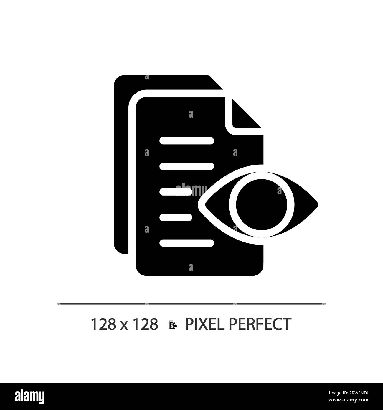 Icona di stile glifo del documento in anteprima 2D. Illustrazione Vettoriale