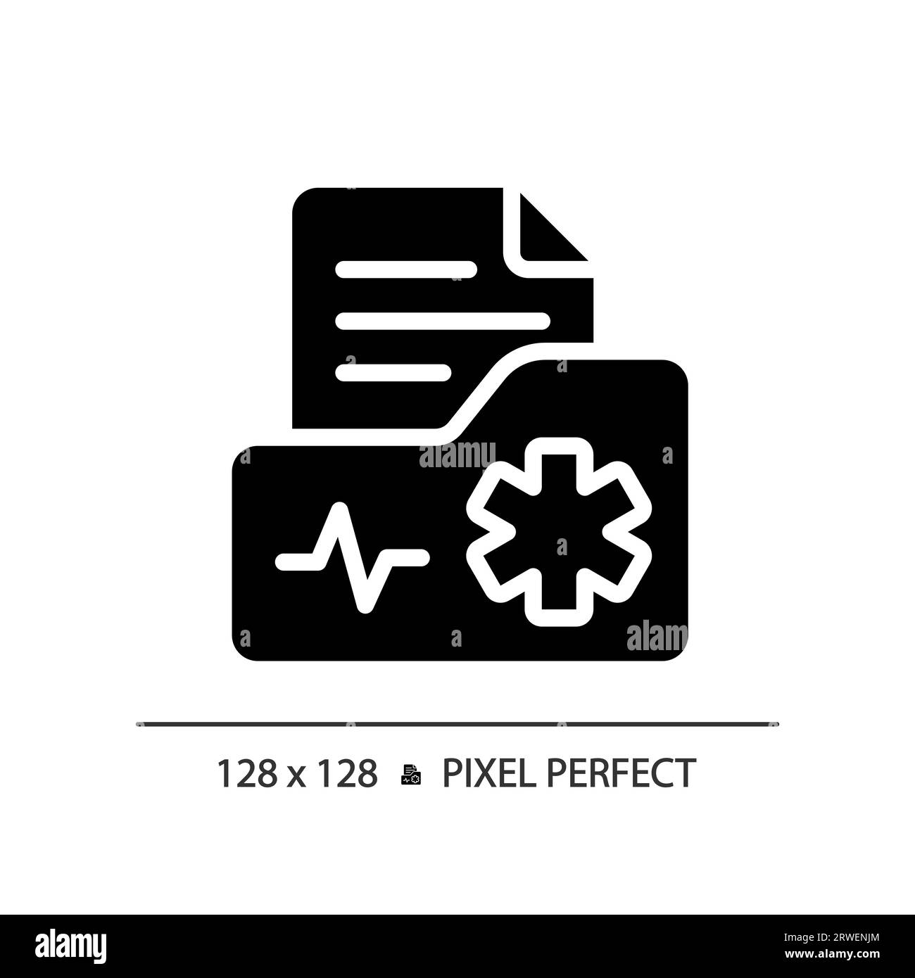 Icona stile glifo cartella clinica 2D. Illustrazione Vettoriale