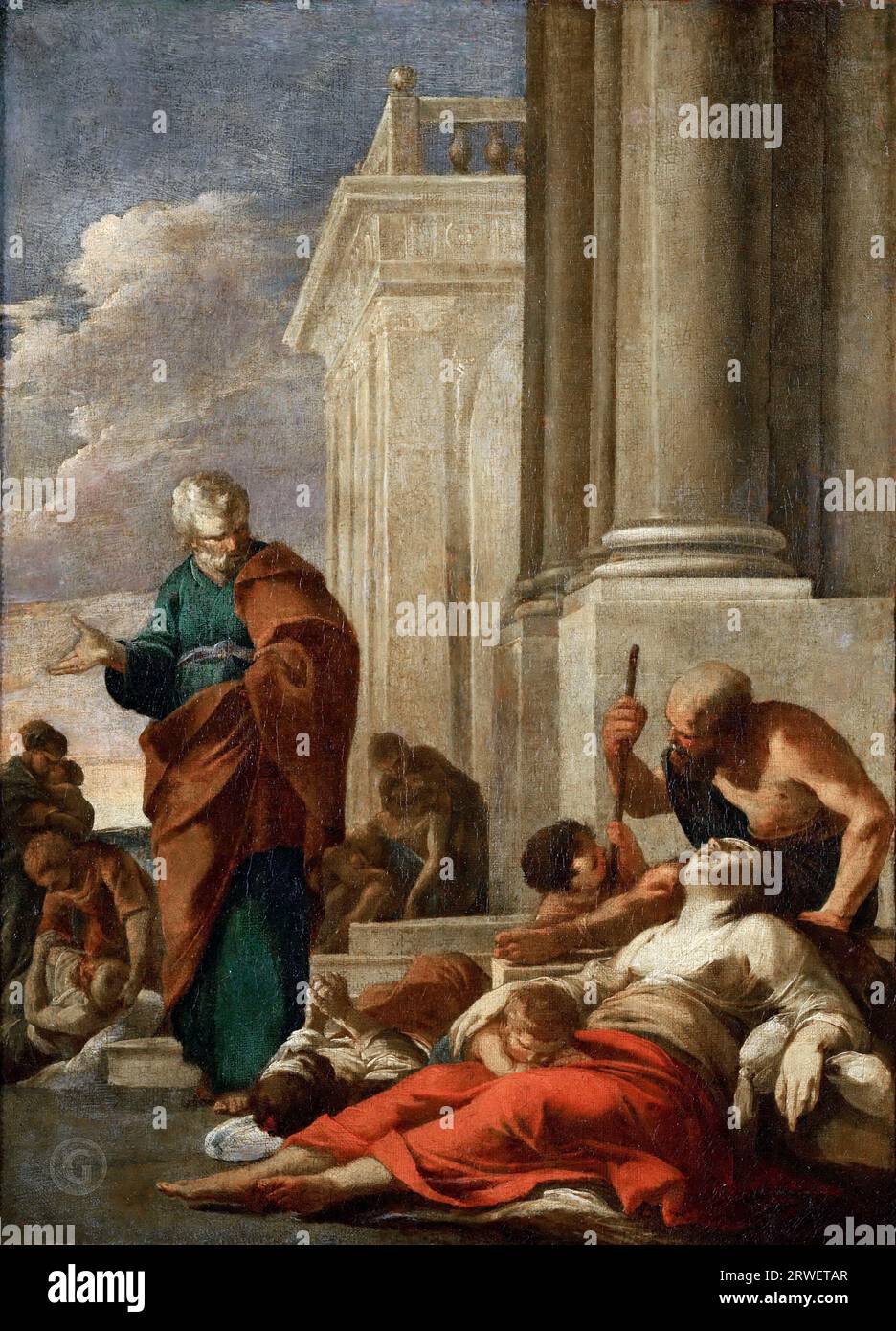 Laurent de la Hyre (1606-1656) - San Pietro guarisce i malati con la sua ombra Foto Stock