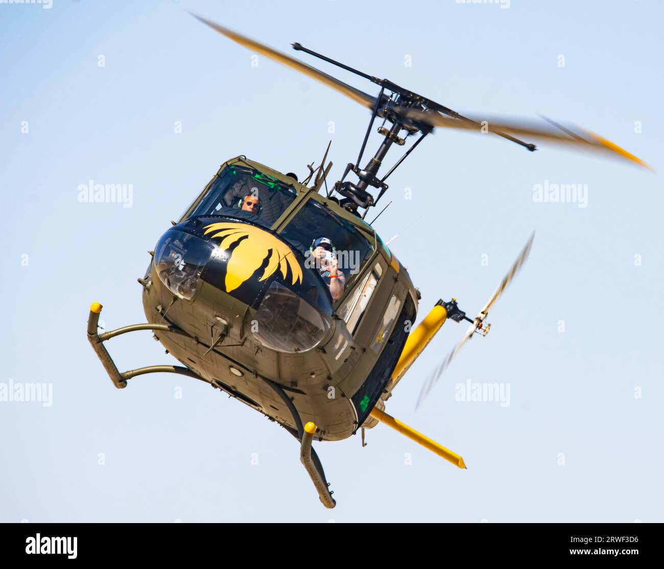 Bell UH-1 Iroquois, soprannome Huey elicottero militare allo SHG AIRSHOW 2023 Foto Stock