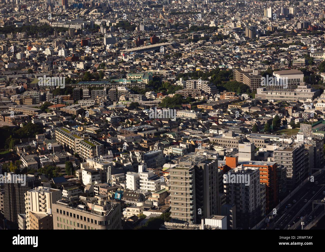 Vista aerea della città, regione di Kanto, Tokyo, Giappone Foto Stock