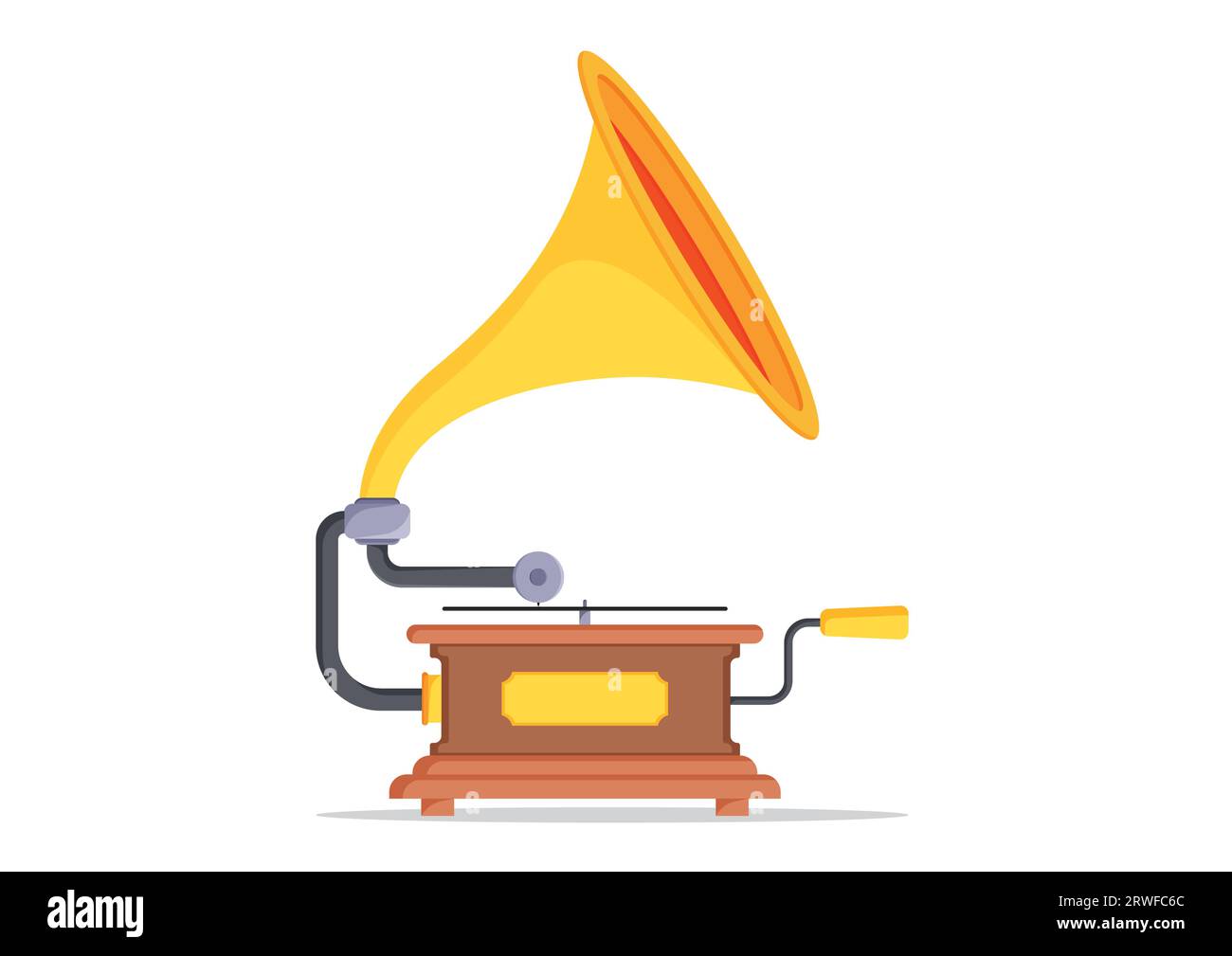 Vecchio Gramophone con design piatto. Illustrazione vettoriale di Vector Music Phonograph Illustrazione Vettoriale