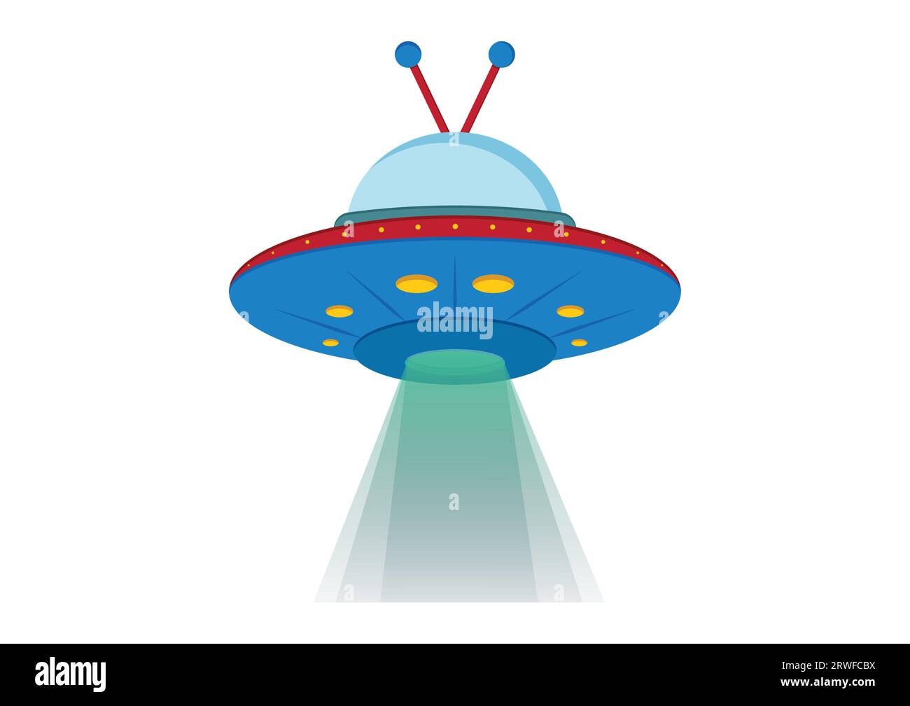 Cartoon Alien Ship Vector Illustration isolato su sfondo bianco Illustrazione Vettoriale