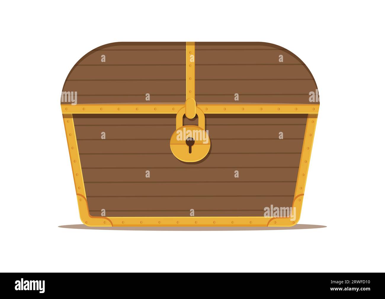 Il tesoro dei pirati è chiuso con un'illustrazione vettoriale con lucchetto isolato su sfondo bianco Illustrazione Vettoriale