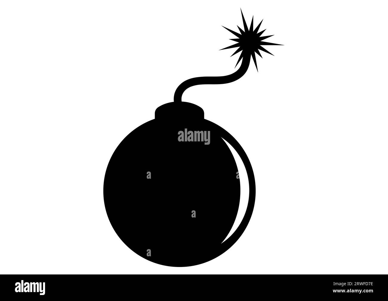 Design piatto Vector silhouette Black Cartoon Bomb Illustrazione Vettoriale