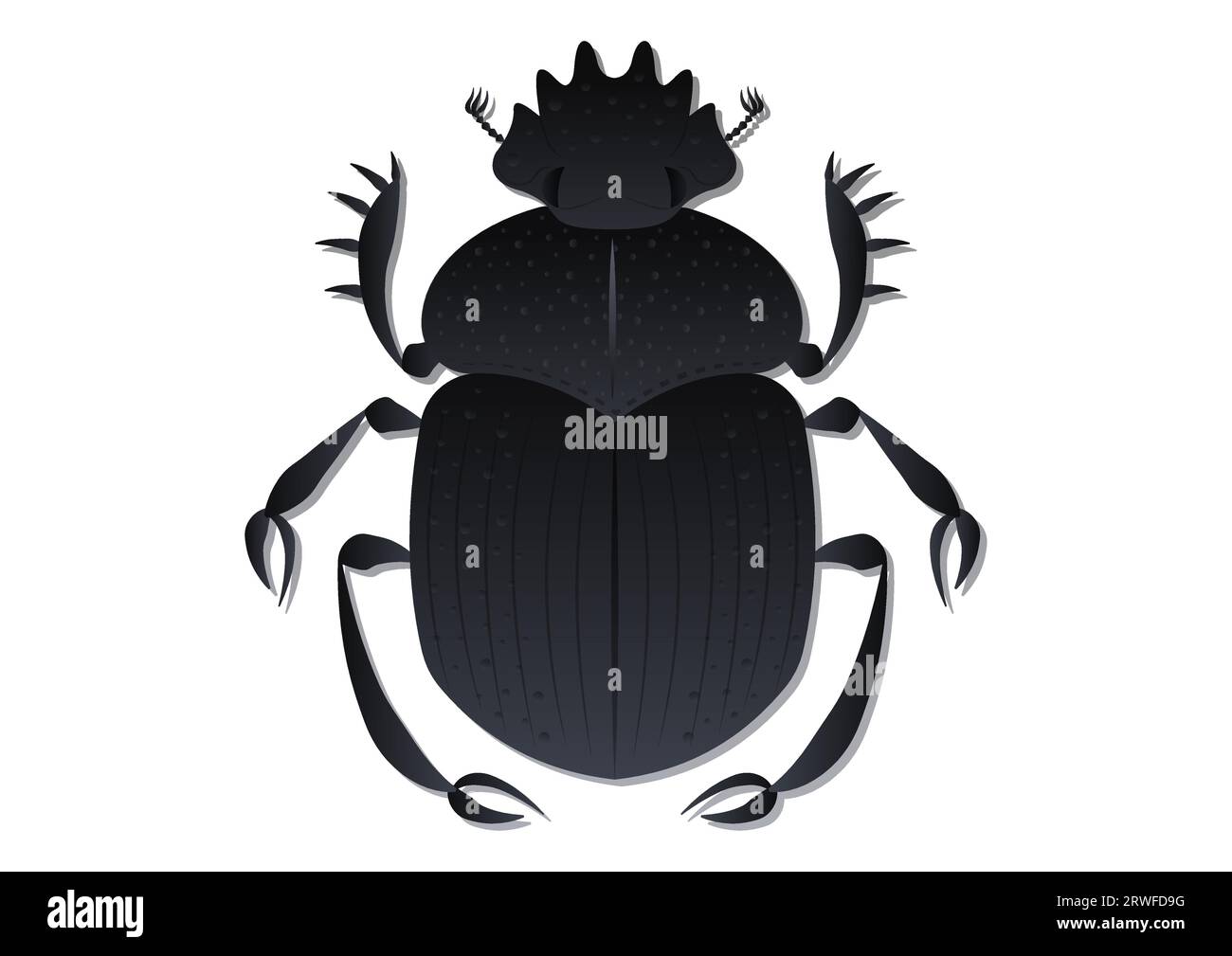 Scarab Dung Beetle Vector Art isolato su sfondo bianco Illustrazione Vettoriale