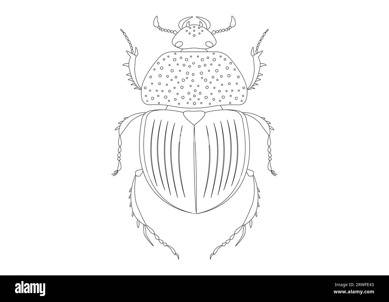 Trypocopris Vernalis Green Beetle Clipart bianco e nero. Pagina da colorare di Trypocopris Vernalis Green Beetle Illustrazione Vettoriale