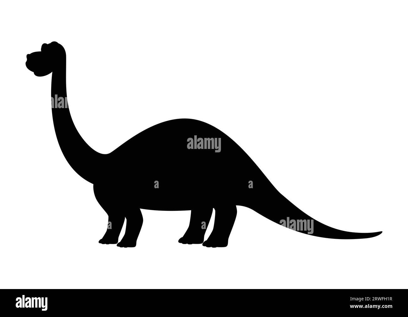 Brontosaurus Dinosaur silhouette Vector isolato su sfondo bianco Illustrazione Vettoriale