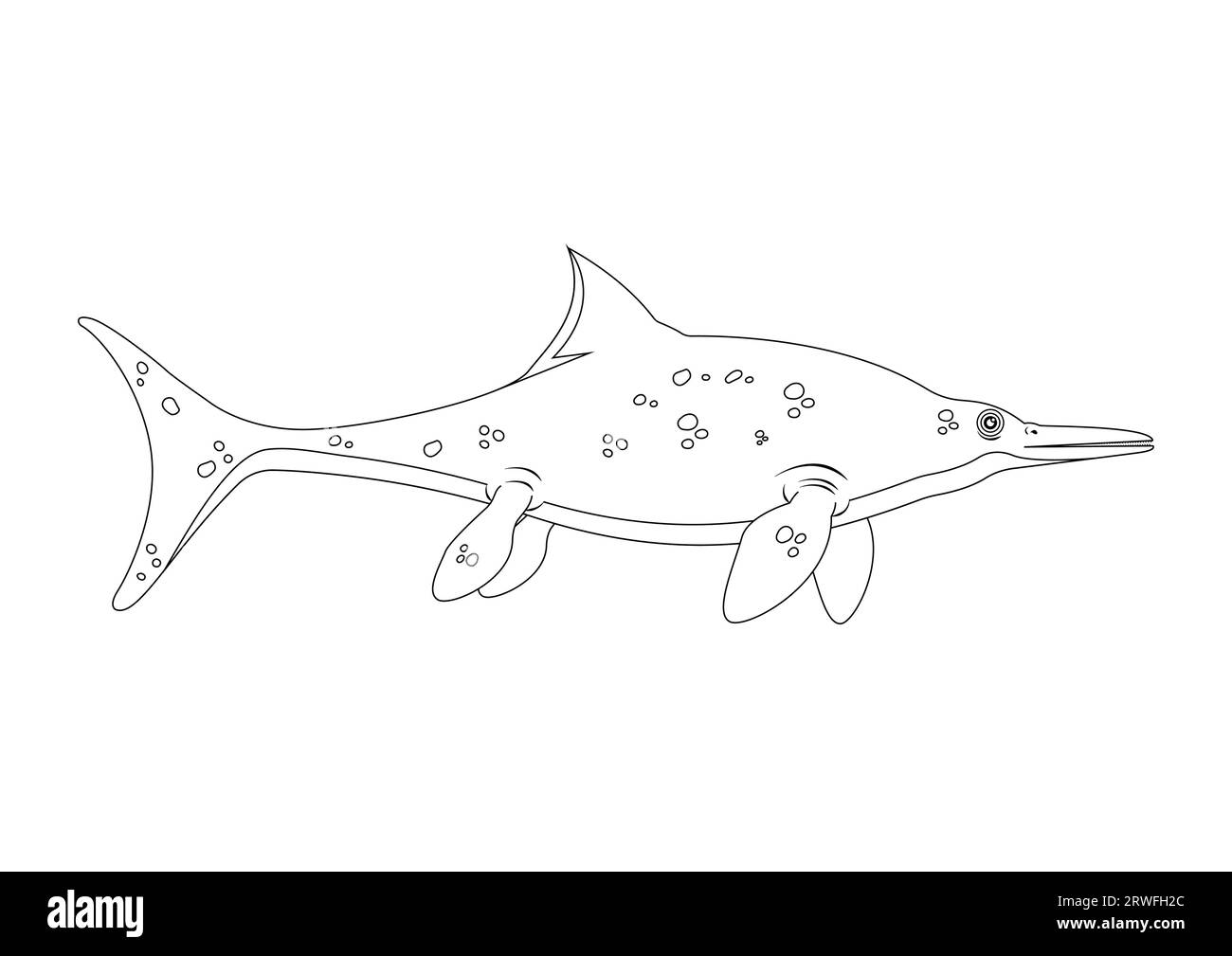White e Black Ichthyosaurus Dinosaur Cartoon Character Vector. Pagina colorante di un dinosauro Ichthyosaurus Illustrazione Vettoriale White e Black Ichthyosaurus Dinosaur Cartoon Character Vector. Pagina colorante di un dinosauro Ichthyosaurus Illustrazione Vettoriale