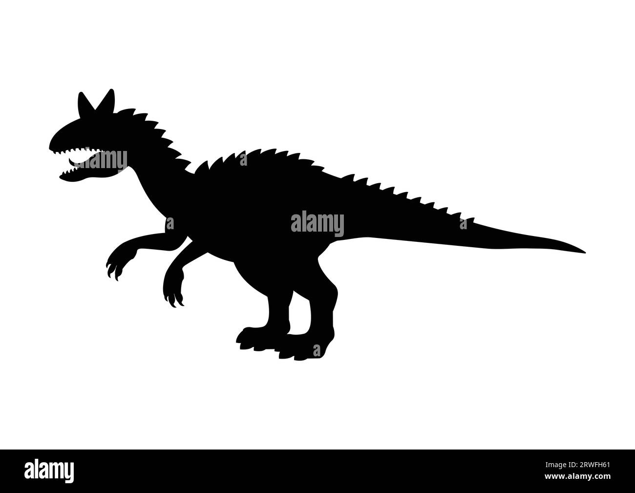 Carnotaurus Dinosaur silhouette vettore isolato su sfondo bianco Illustrazione Vettoriale