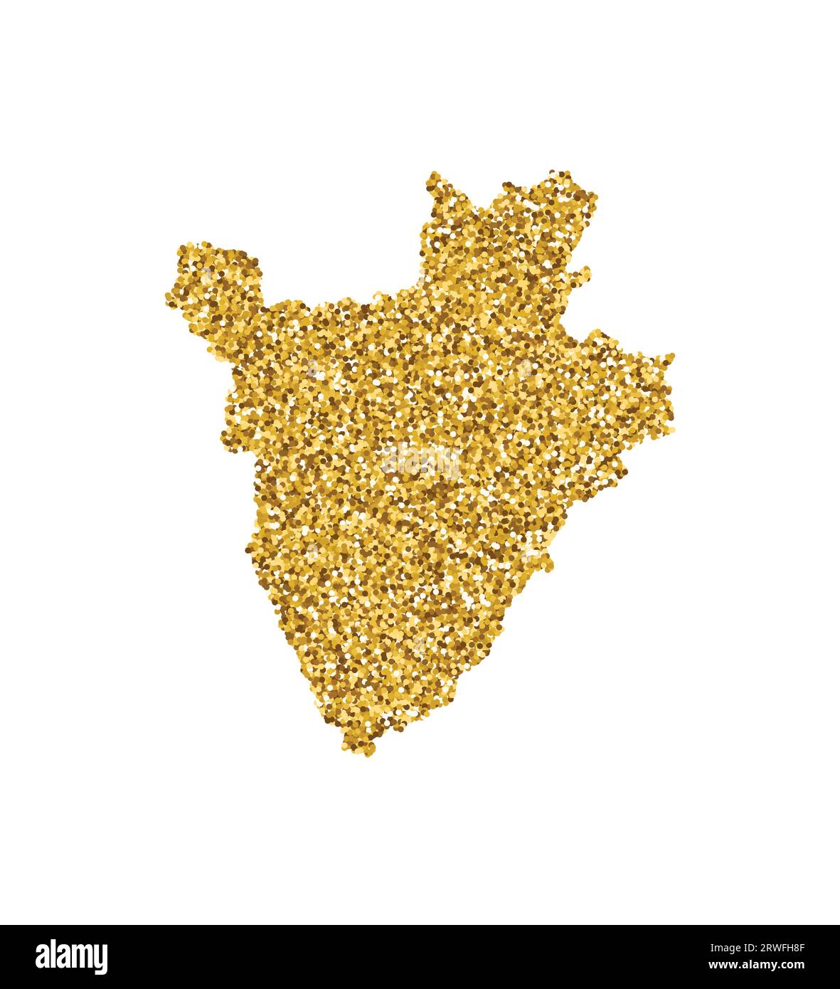 Illustrazione vettoriale isolata con mappa Burundi semplificata. Decorato con una texture glitter dorata brillante. Decorazioni per Capodanno e Natale per gre Illustrazione Vettoriale