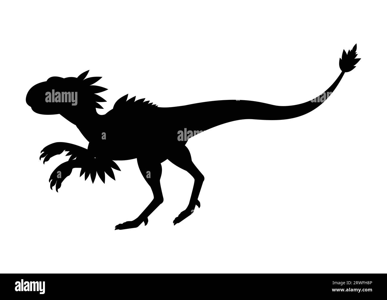 Velociraptor Dinosaur silhouette vettore isolato su sfondo bianco Illustrazione Vettoriale