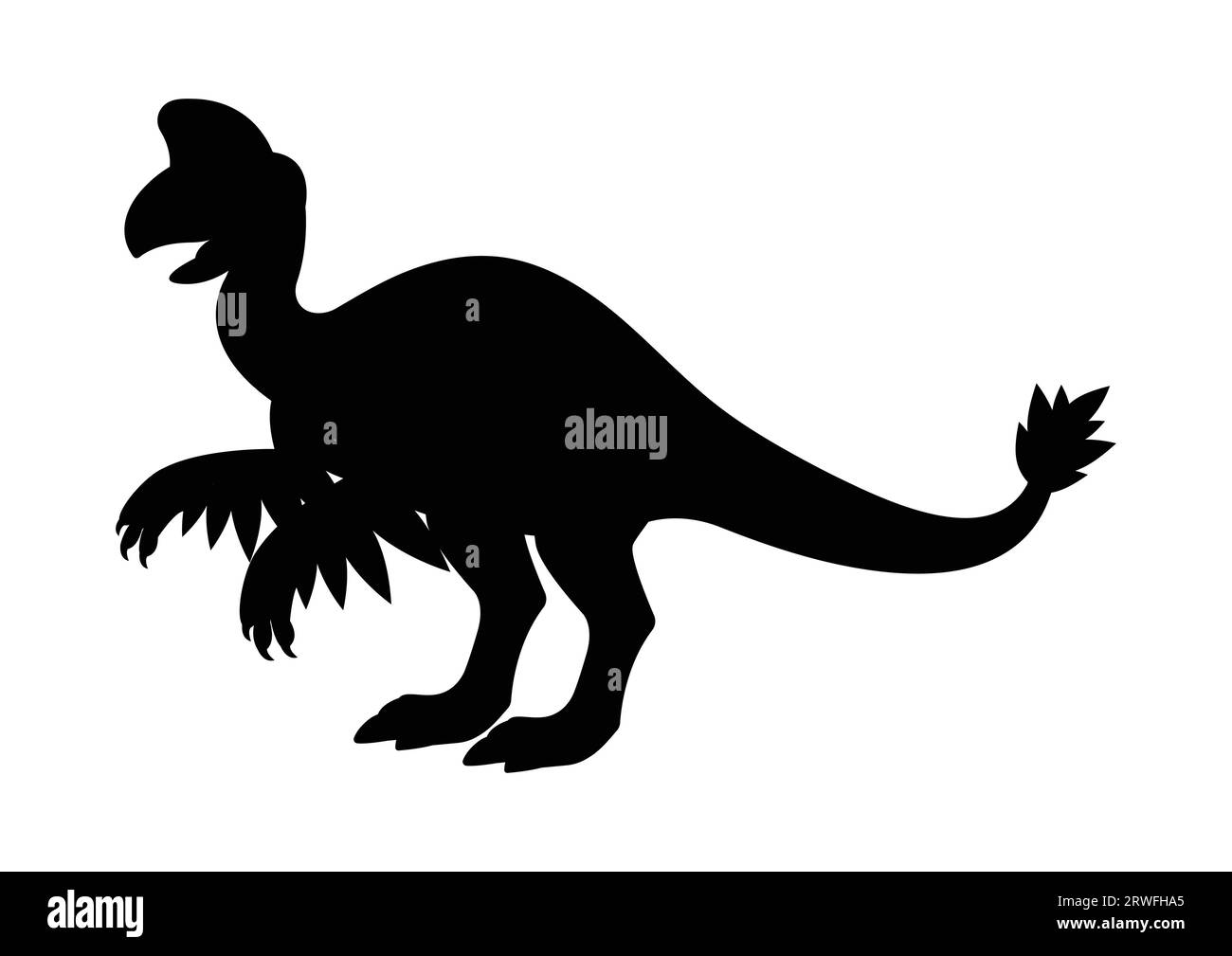 Oviraptorosauro silhouette dei dinosauri Vector isolato su sfondo bianco Illustrazione Vettoriale
