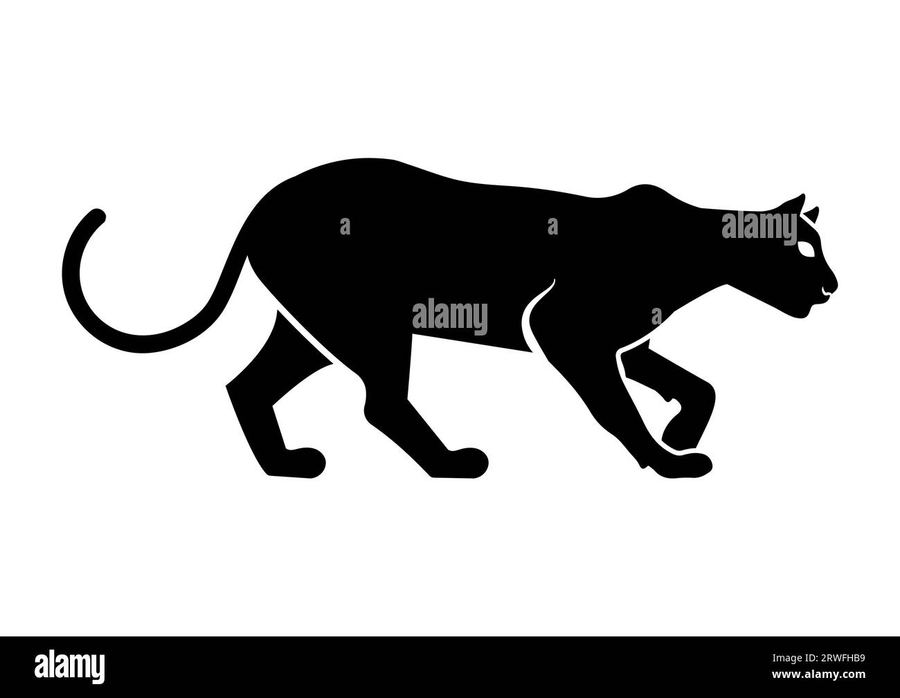 Design piatto Vector con silhouette Panther nera Illustrazione Vettoriale