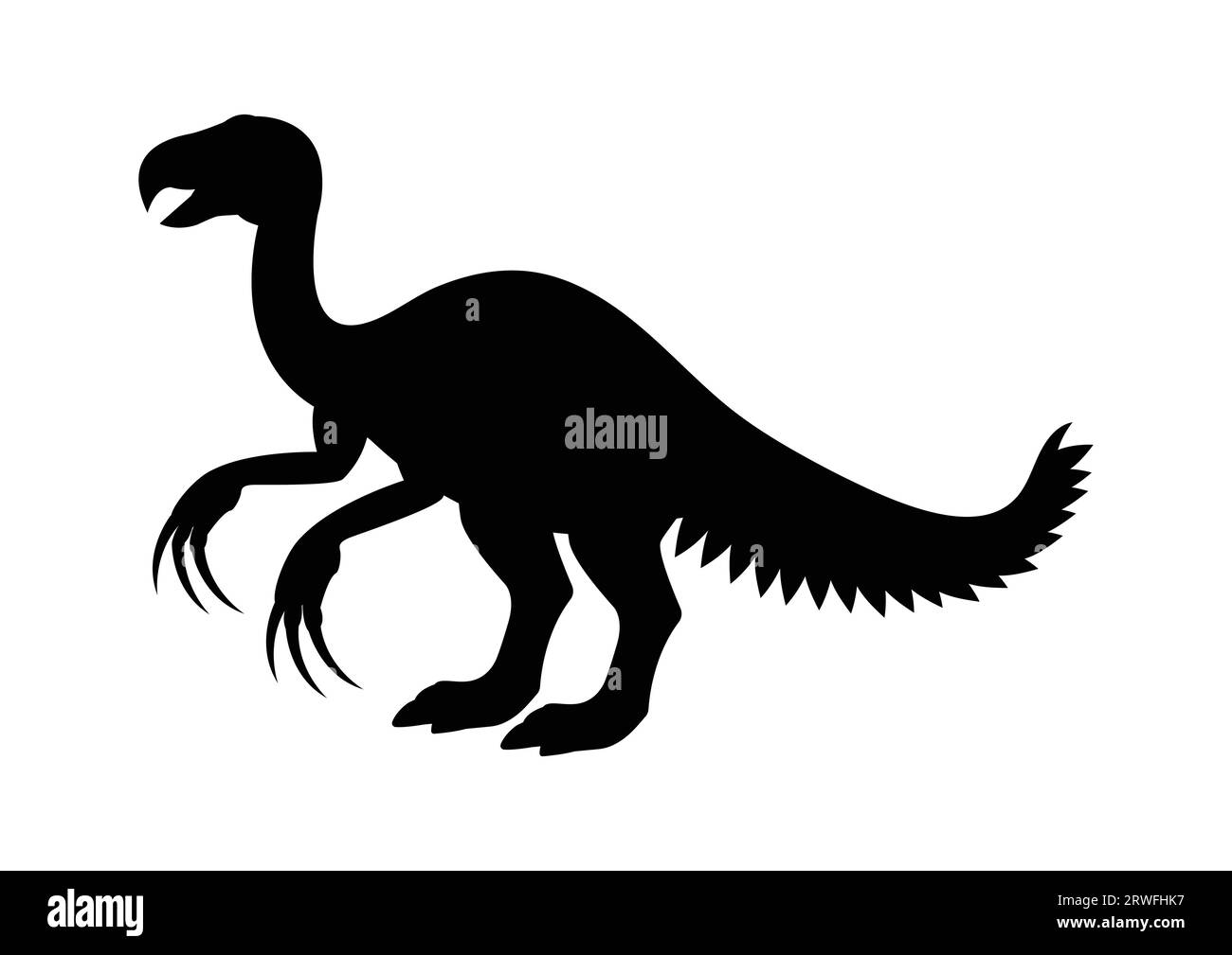 Therizinosaurus Dinosaur silhouette Vector isolato su sfondo bianco Illustrazione Vettoriale
