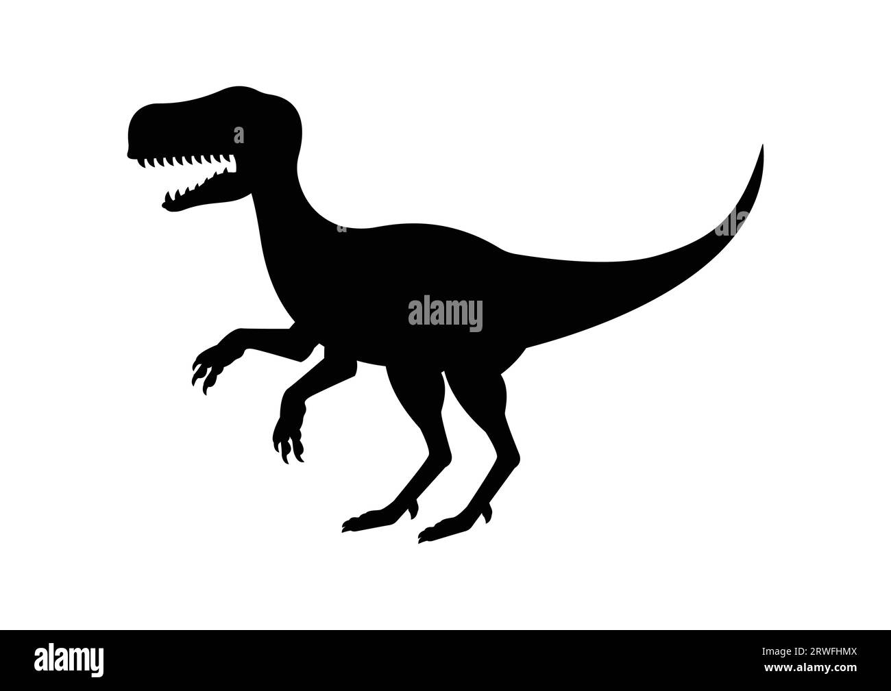 Raptor Dinosaur silhouette vettore isolato su sfondo bianco Illustrazione Vettoriale