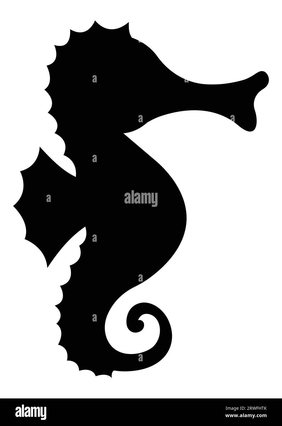 Design piatto vettoriale della clipart di silhouette Seahorse Illustrazione Vettoriale